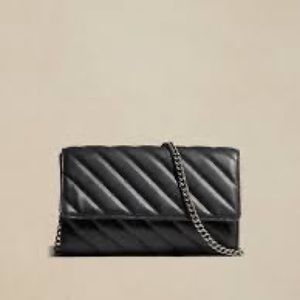 Crossbody with Chain Purse- Banana Republic (Black Quilted Leather)